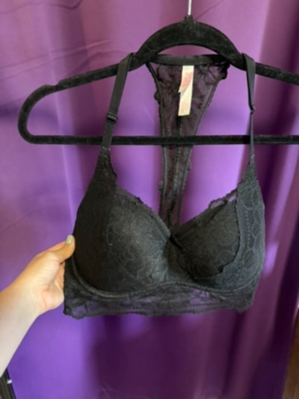 Black VS Lace Padded Racerback Bralette